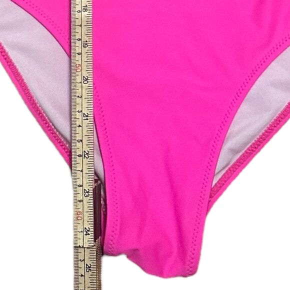SweatyRocks Colorblock One Piece Swimsuit Size M Wrap Tie Waist Pink Barbiecore - Picture 7 of 9